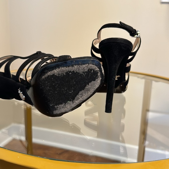 Prada sling back black suede heels - Picture 3 of 8
